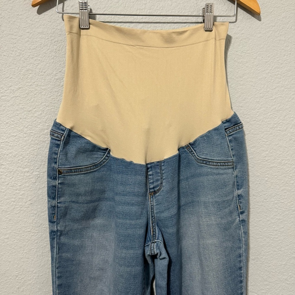 Maternity Pregnancy Blue Washout Soft Denim Skinny Pants Size M Mom to Be - Picture 4 of 10